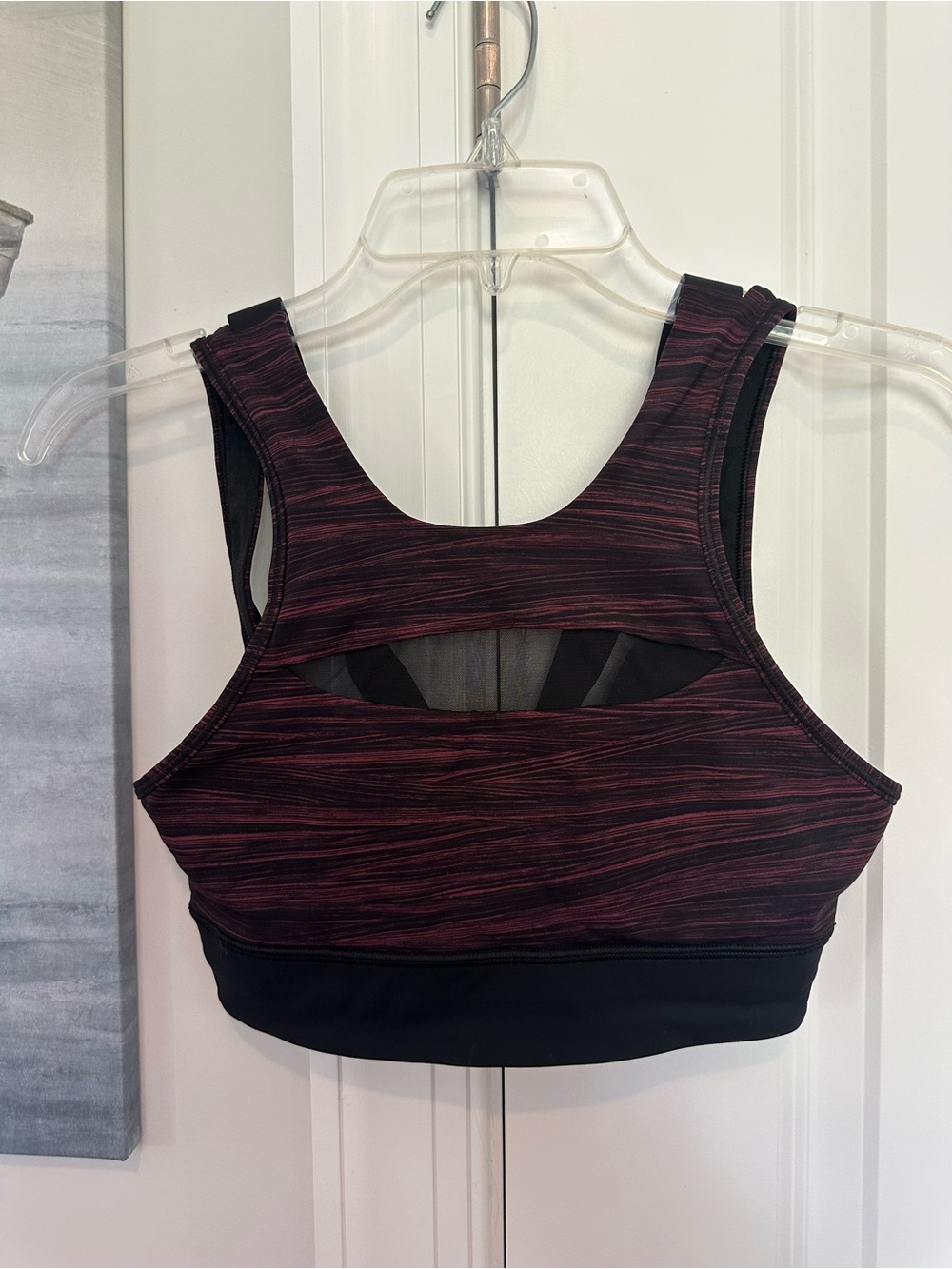 lululemon athletica Burgundy Striped Cutout Sports Bra with Black Band